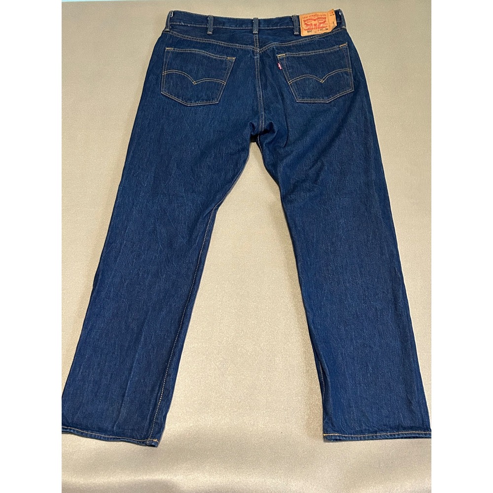 Levis 501 Original Fit Jeans Mens 40x34 Dark Wash Straight Leg Button Fly Denim - Picture 9 of 9